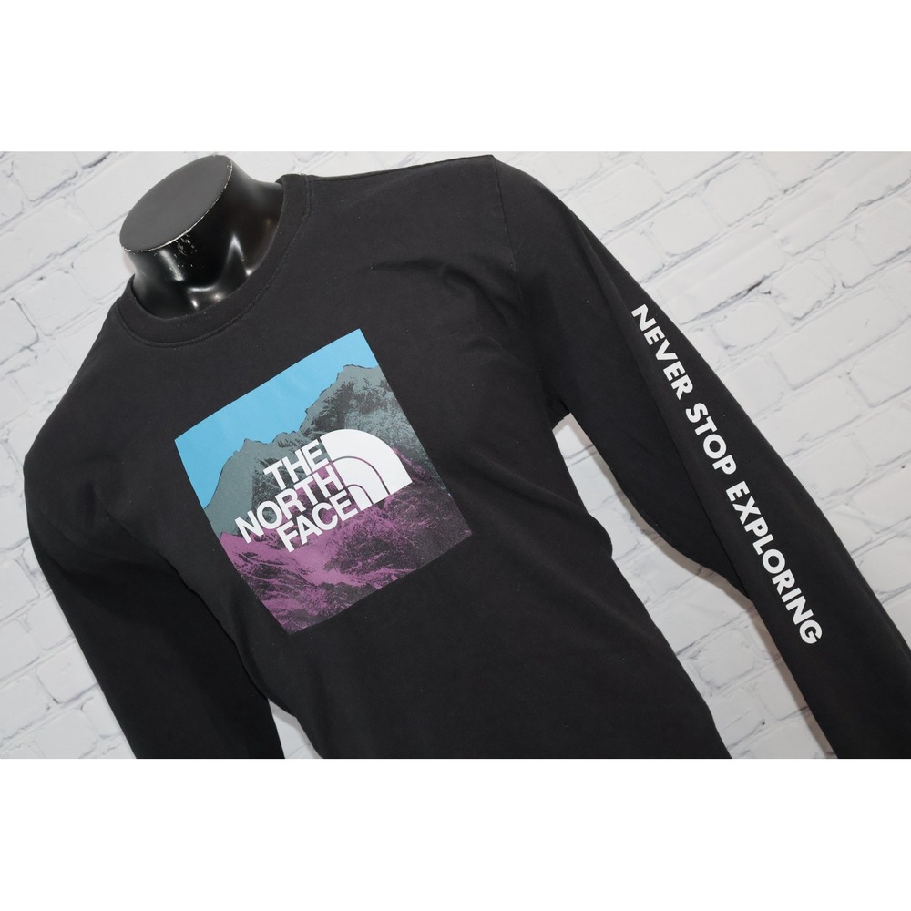 The North Face Long Sleeve Shirt Mens XXL Black Graphic Never Stop Explore **